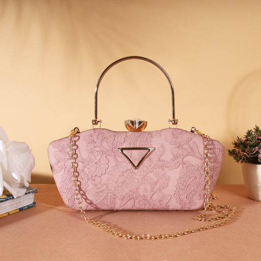 Pink Embroidered clutch By Woomenly