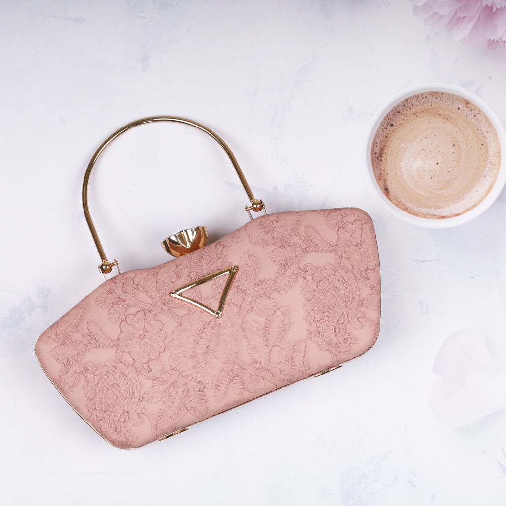 Pink Embroidered clutch By Woomenly